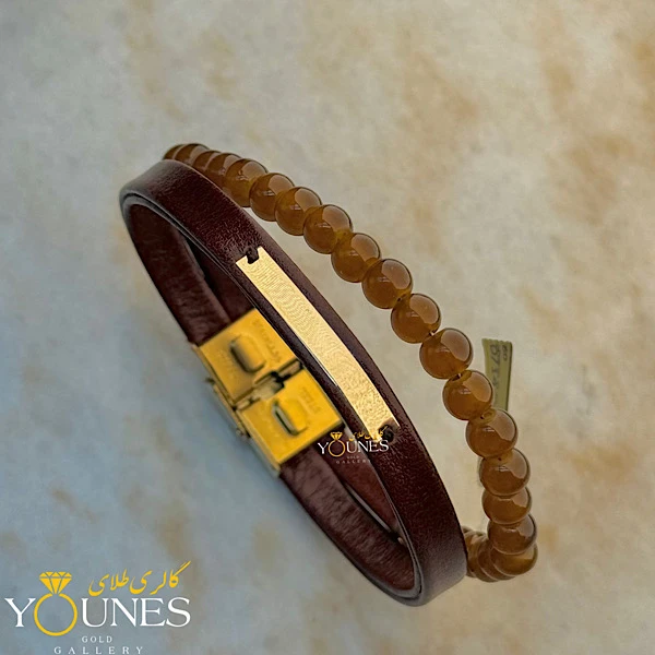 دستبند چرم زنانه طلا لیزری L221